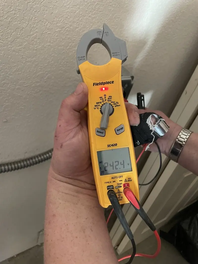 Voltage testing with clamp meter during Generator Installation in Yorba Linda